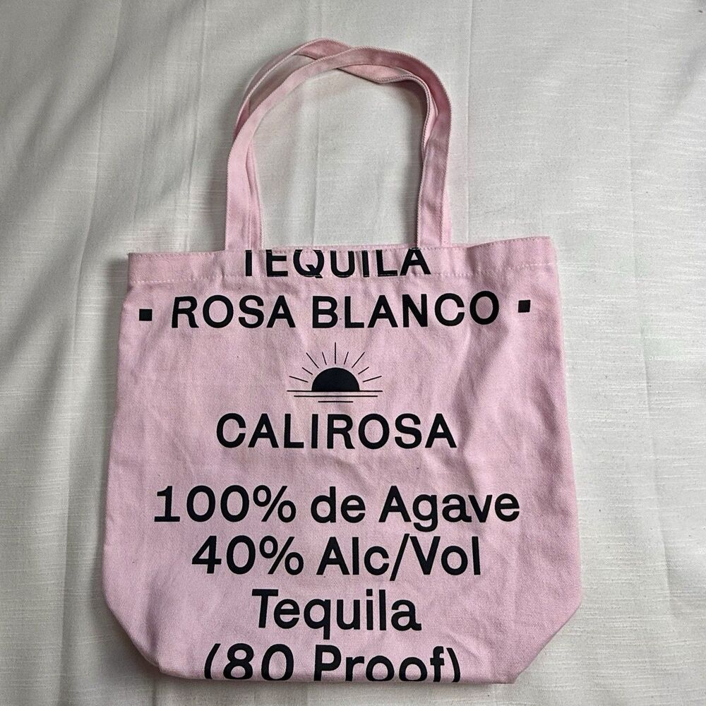 CALIROSA Rosa Blanco Tequila Black Pink Canvas Tote Bag